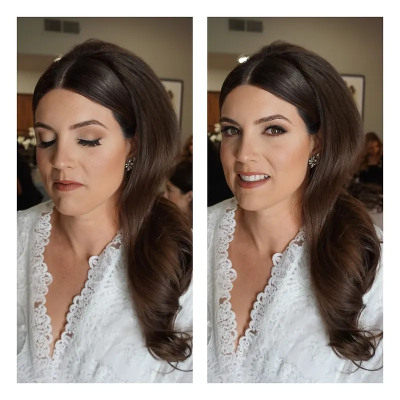 Bridal makeup portfolio look featuring soft glam and elegant styling by Gatsby.